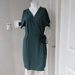 Vintage Loramendi Elegant Teal Wrap Midi Dress Women's Large